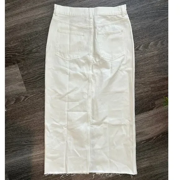 NWT Madewell The Rilee Denim Midi Skirt In Tile White Size 26 - Picture 7 of 7